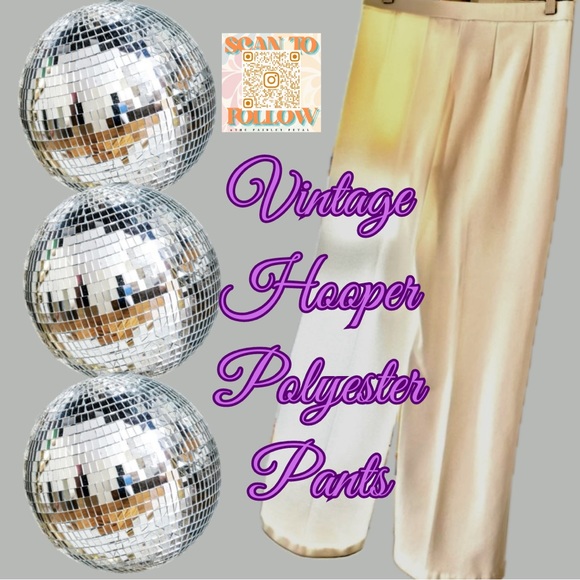 HOOPER WHITE VINTAGE POLYESTER PANTS - Picture 1 of 6